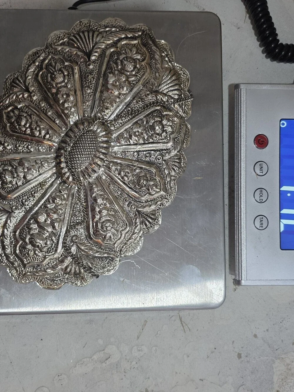Vintage Turkish 900 Silver Repoussé Wedding Mirror VILER 9.75